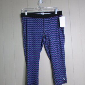 Soffe Capri Leggings XL Low Rise Chevron Black Pink Blue